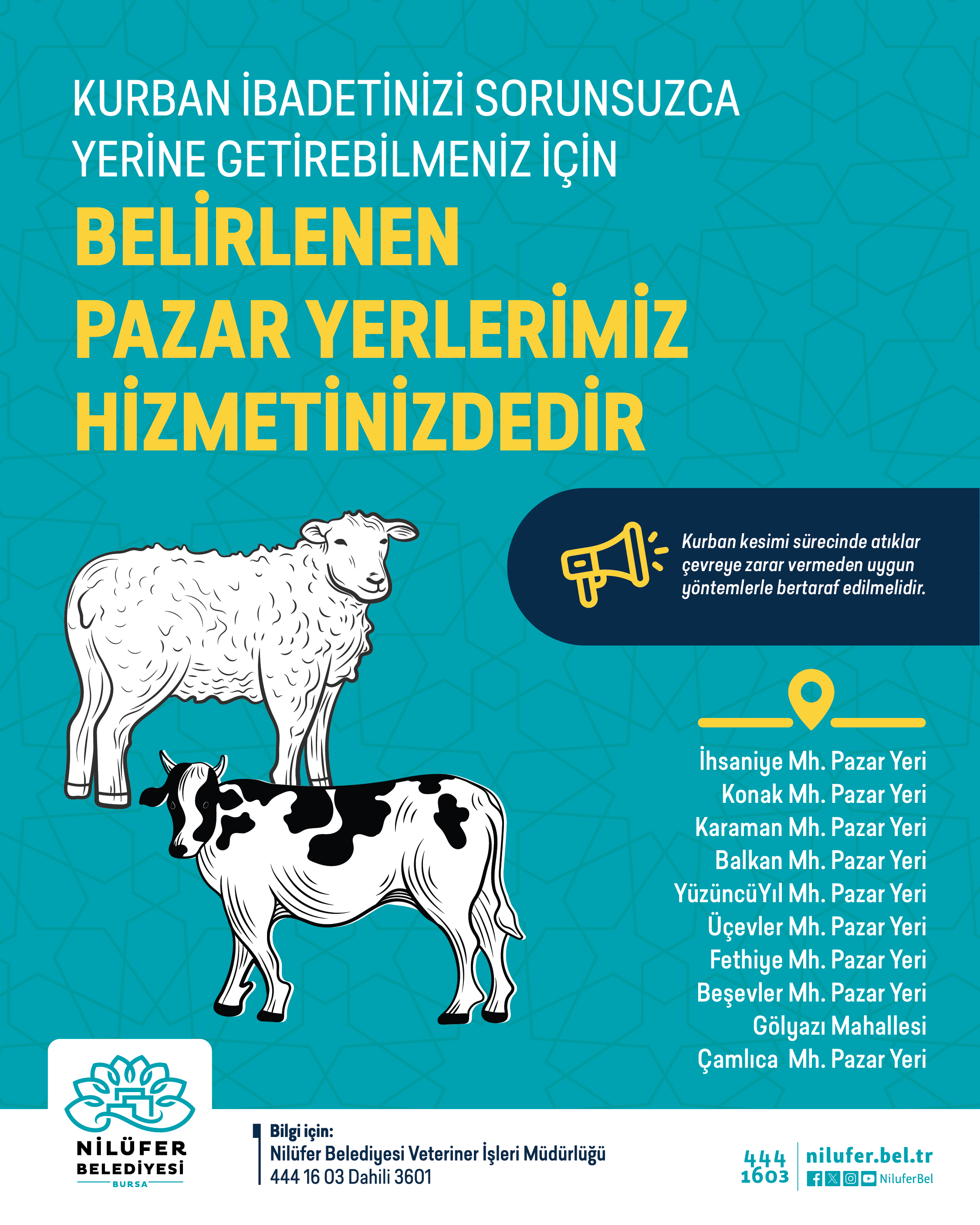 Nilüfer’de kurban kesim yerleri belirlendi
