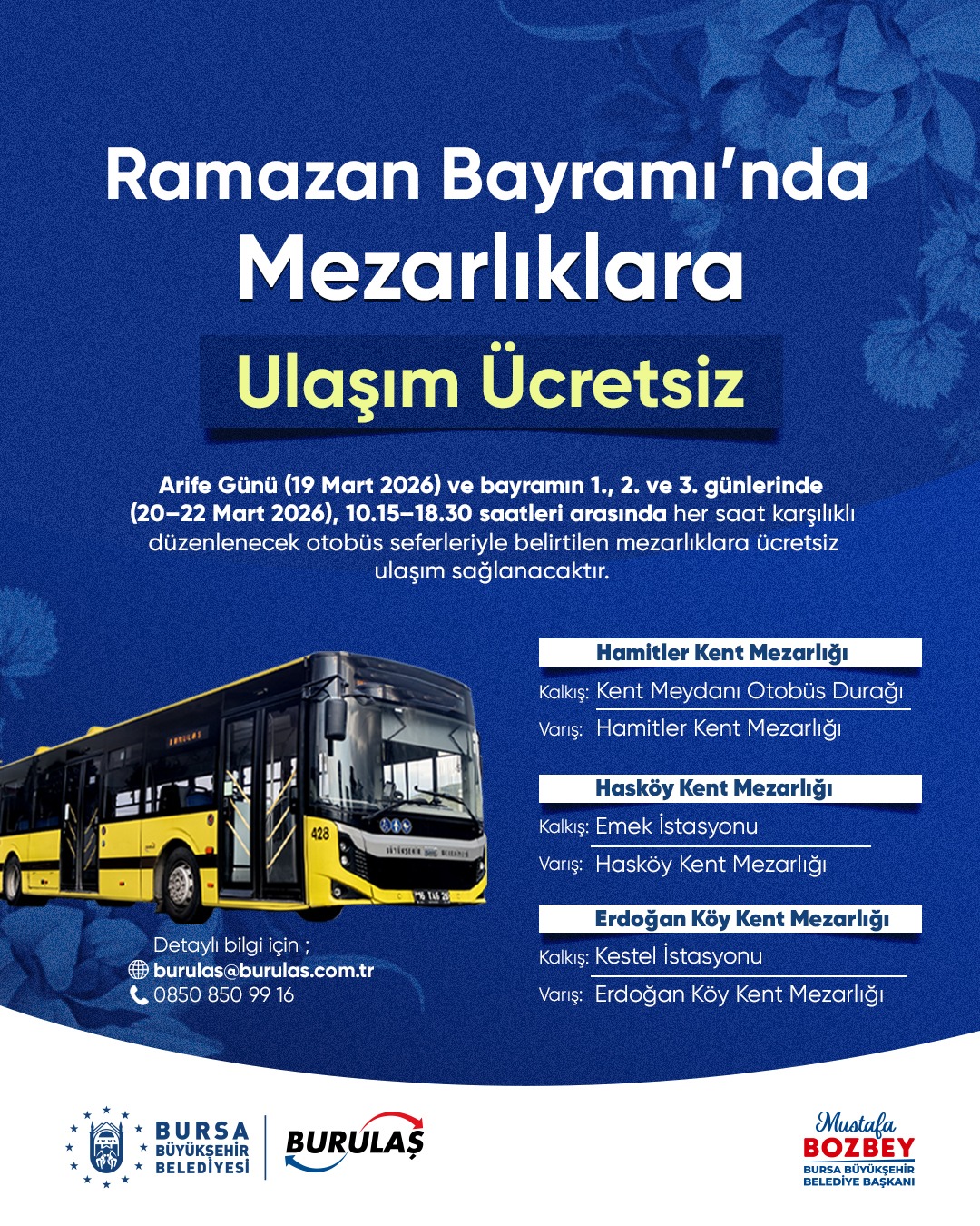 Bursa’da bayram boyunca ulaşım ücretsiz