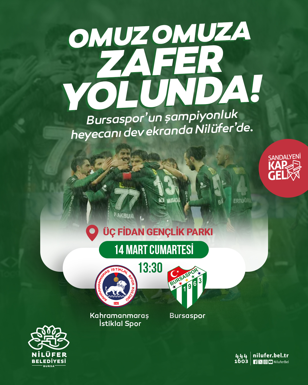 Bursaspor’un şampiyonluk heyecanı Nilüfer’de yaşanacak